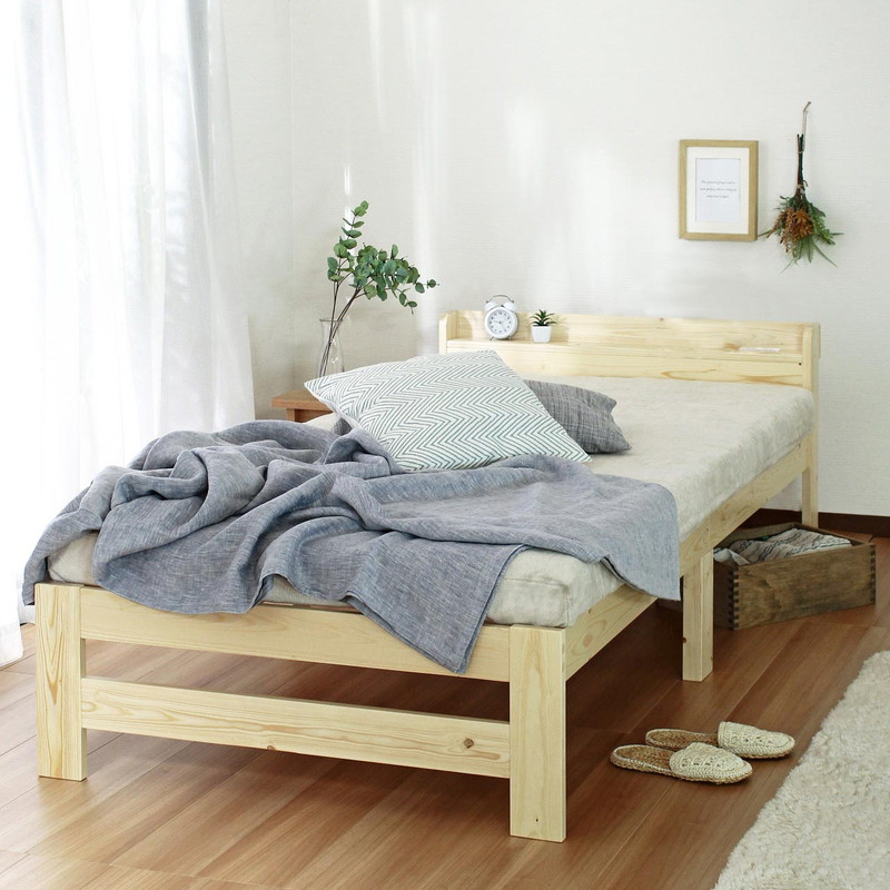 【シングル】パイン材の棚付きすのこベッド/メッツァ キャビネット2【metsa cabinet2】 [3]