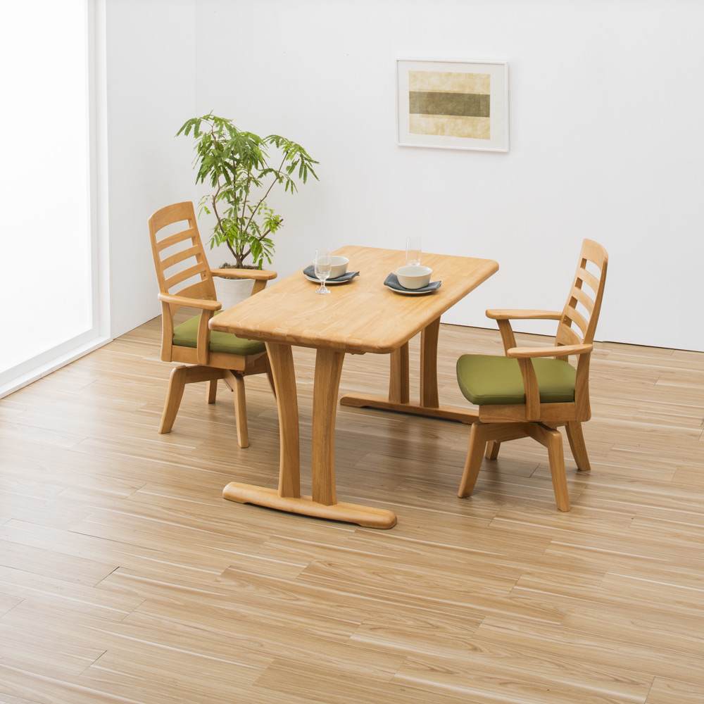 角丸優しいダイニングテーブル 2本脚 幅140奥行80cm [3]