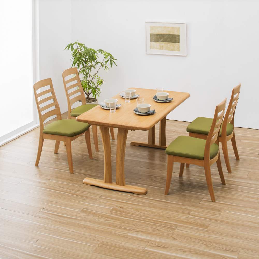 角丸優しいダイニングテーブル 2本脚 幅140奥行80cm [4]