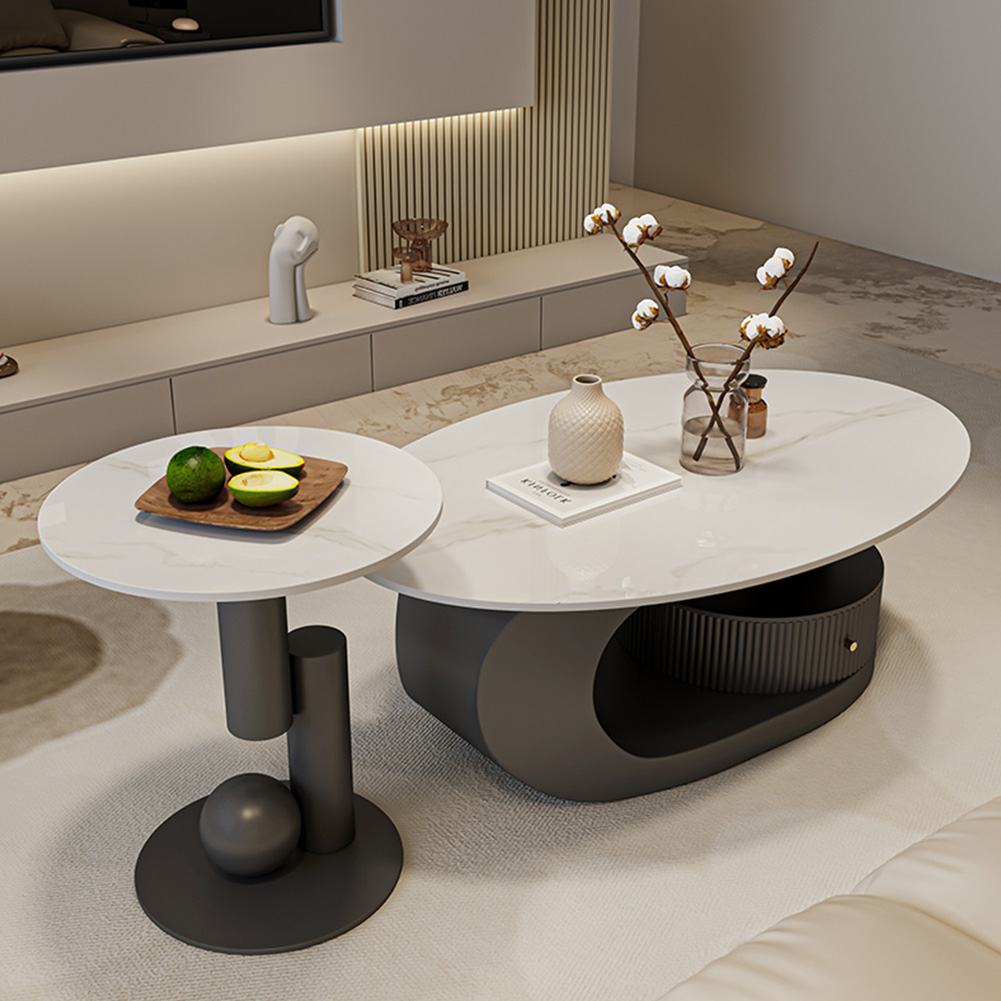 【在庫品】センターテーブル ローテーブル セラミック 楕円形 大理石風 おしゃれ 北欧 モダン fel-1945-cp [3]