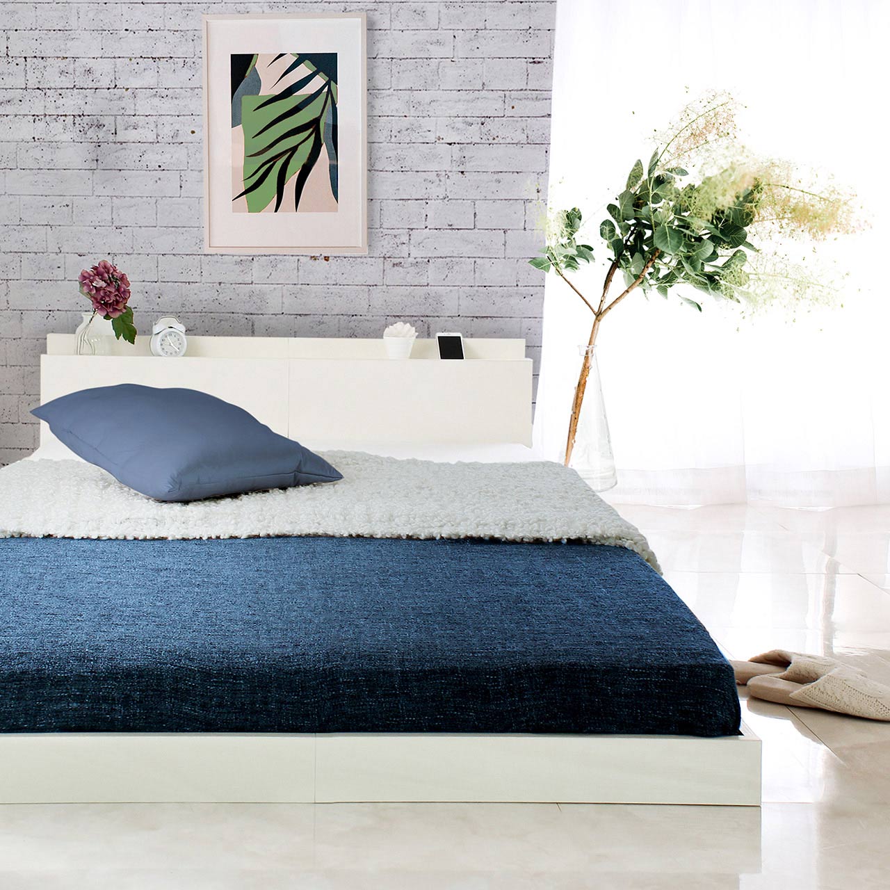 フロアベッド(ローベッド)　すのこ仕様 ヘッドボード付 /ロニーUSB【Lonnie USB】 [4]