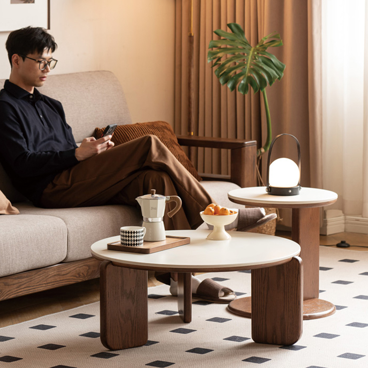 センターテーブル  ローテーブル 2個セット セラミック天板 天然木  ブラウン おしゃれ H101J04 [2]