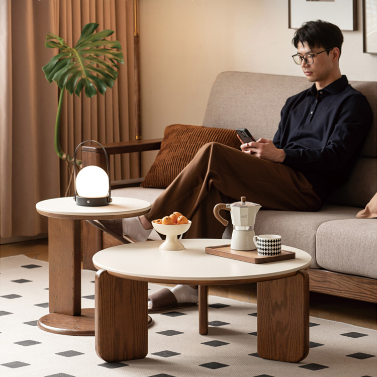 センターテーブル  ローテーブル 2個セット セラミック天板 天然木  ブラウン おしゃれ H101J04 [3]