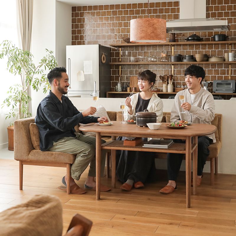 利便性とゆとりを備えたダイニングシリーズ「culum（クルム）」。  2人掛けソファーとカウチソファーを組み合わせたダイニング 3点セットです。 [3]