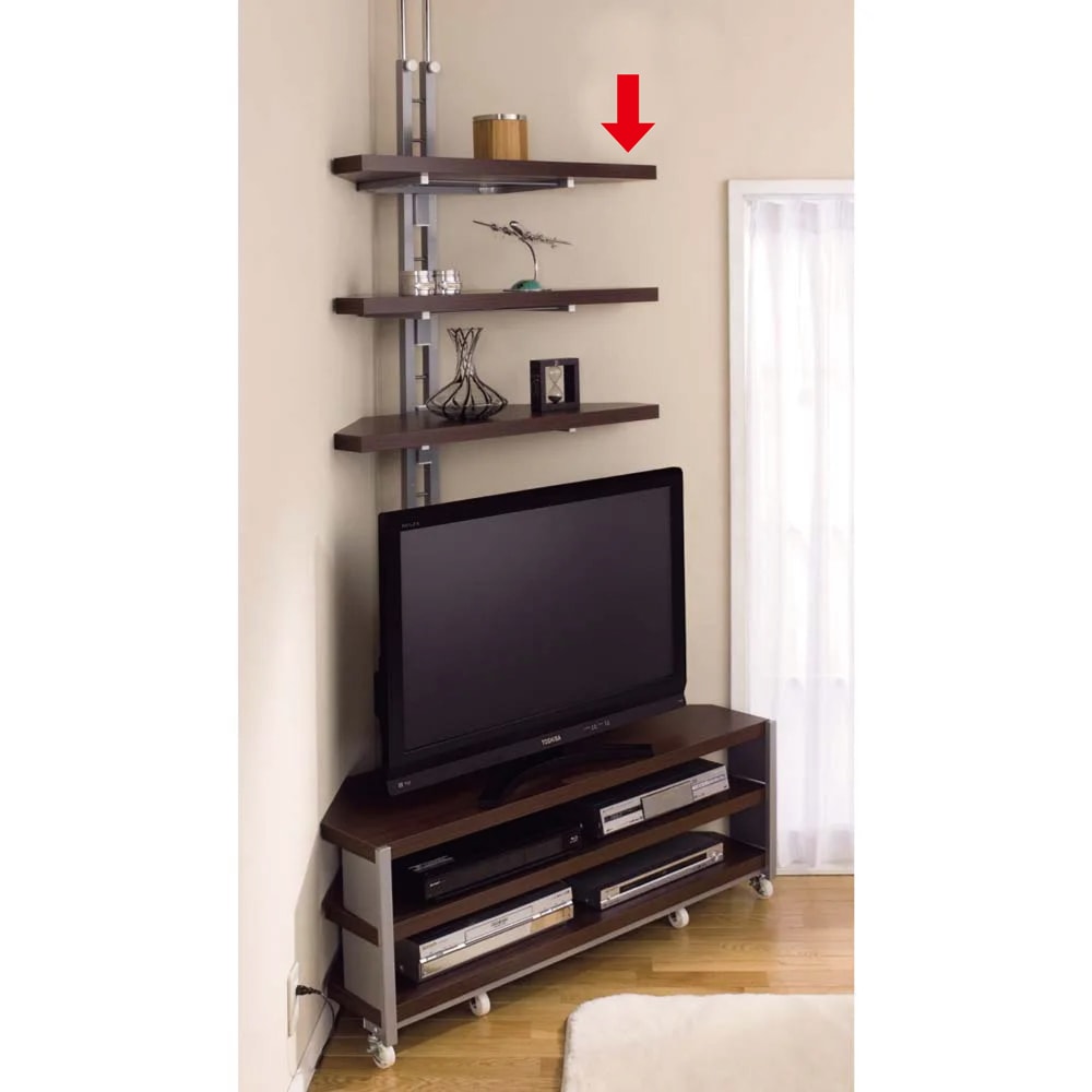 突っ張り式コーナー用ラック 幅90cm・3段 【テレビ上の空間を有効活用】