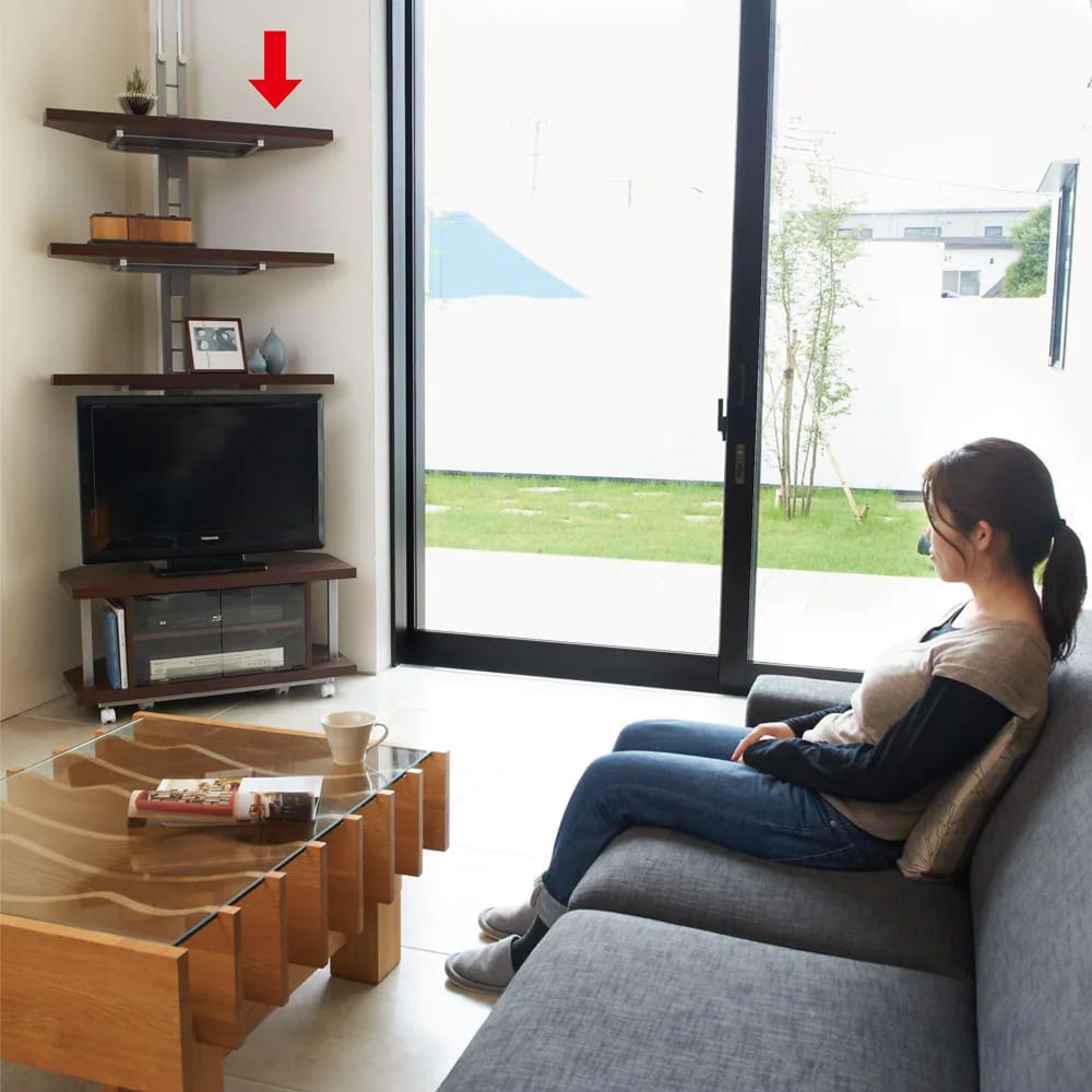 突っ張り式コーナー用ラック 幅90cm・3段 【テレビ上の空間を有効活用】 [2]