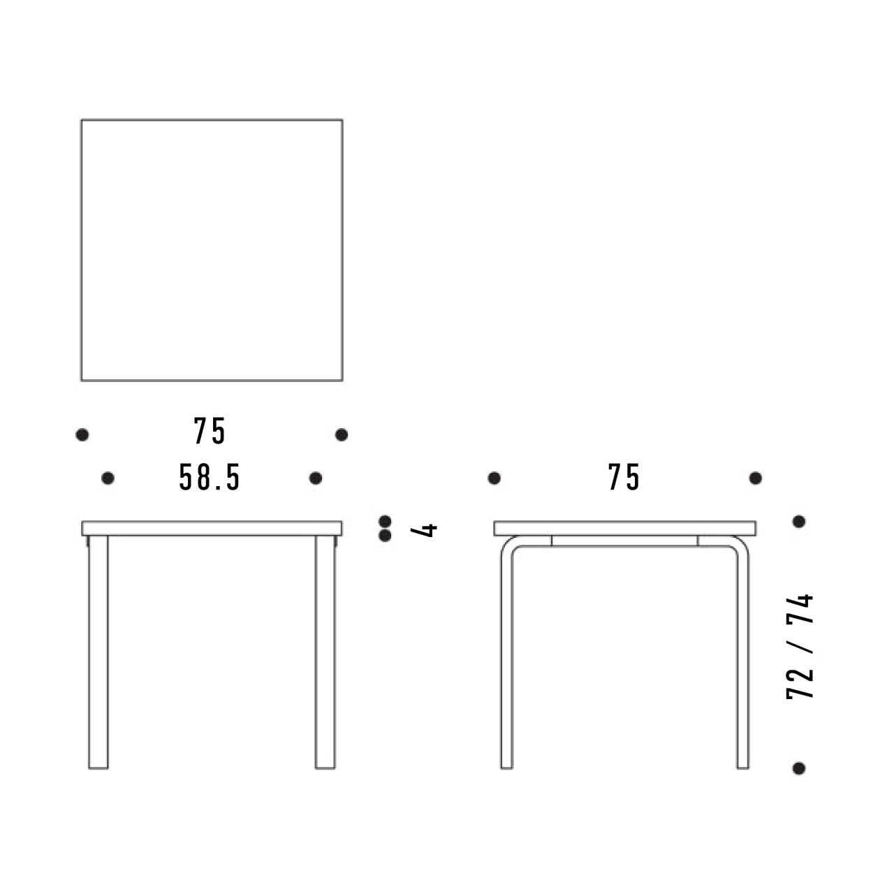 テーブル 81C / ホワイト ラミネート / W75xD75cm / 2人掛けテーブル / 正方形 / アアルト テーブル / L - レッグ / アルヴァ・アアルト / Table 81C / white laminate / Artek（アルテック）/ テーブル / デスク / 正規販売店 [3]