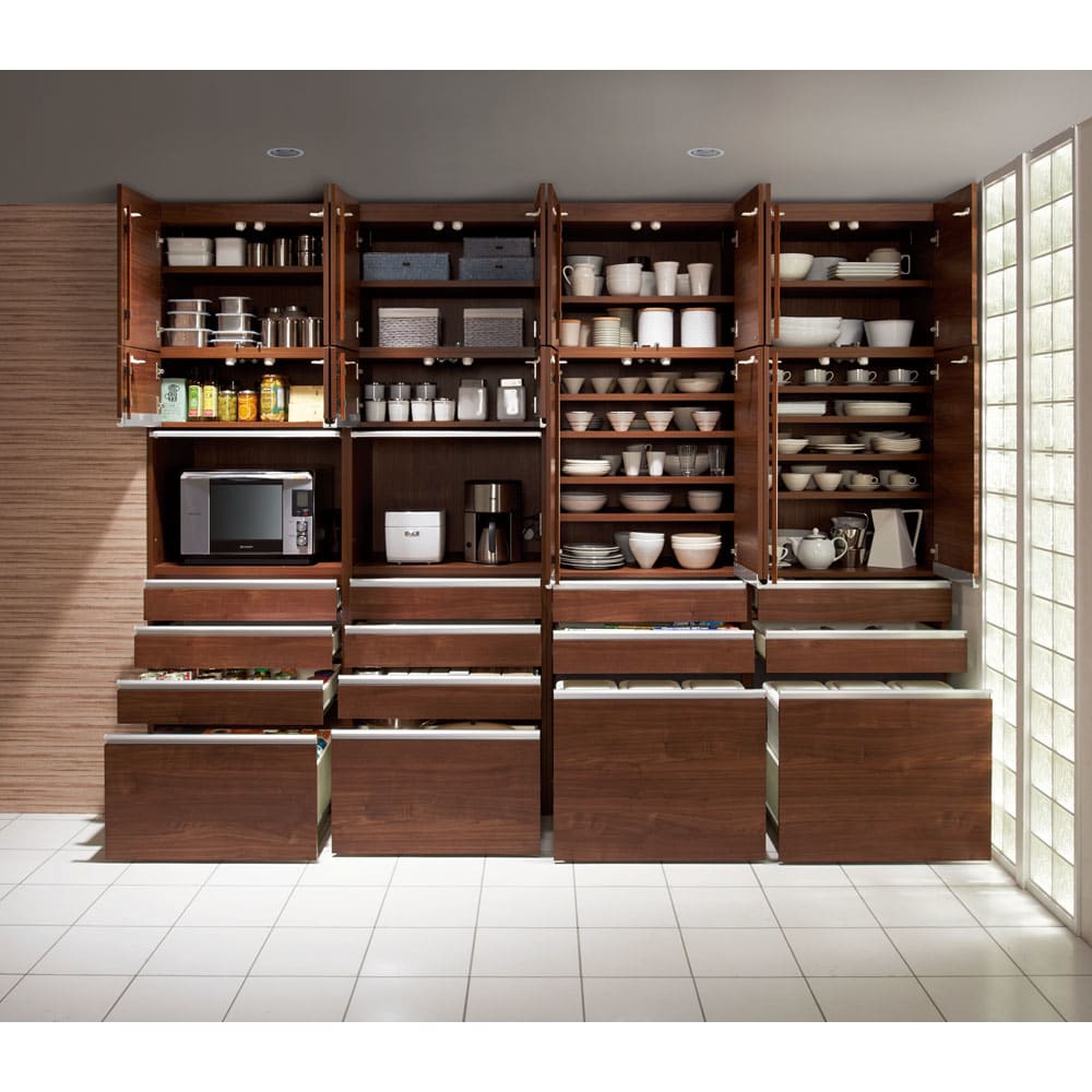 大型レンジがスッキリ隠せるダイニングボードシリーズ ダスト食器棚・幅77.5cm [3]