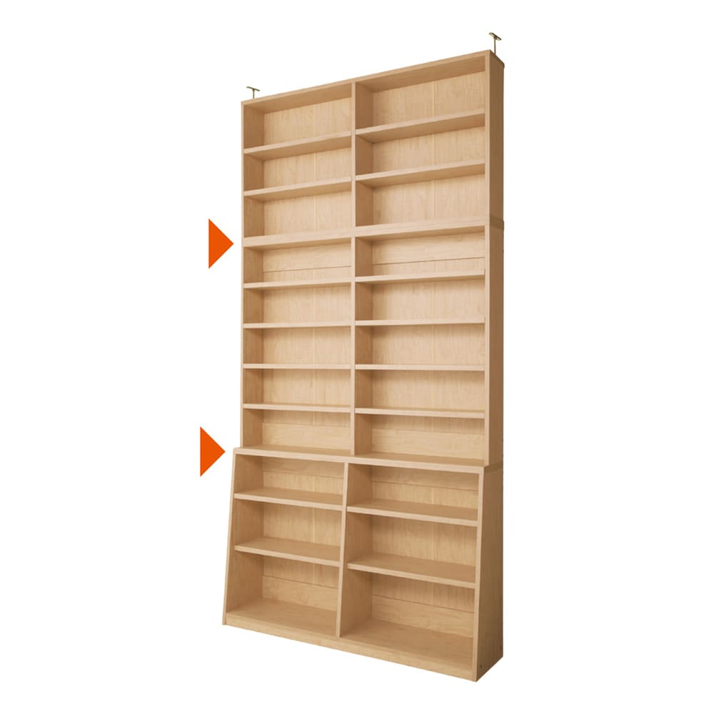 脚元安定1cmピッチ棚板頑丈薄型書棚 突っ張りタイプ本体高さ232.5cm [4]