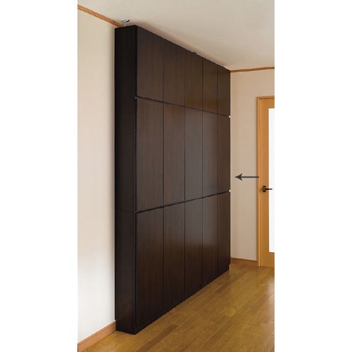 1cmピッチ薄型壁面書棚 奥行20.5cm 幅123cm 高さ180cm 扉