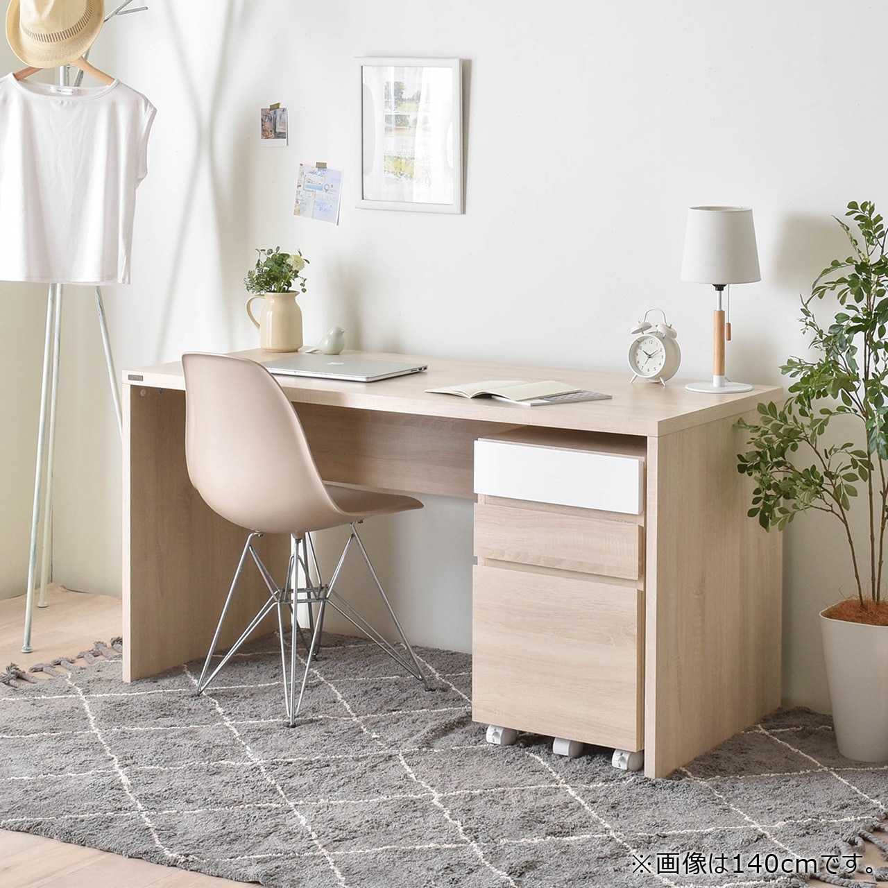デスクワゴンセット 2点セット ヘルム【HELM】 平机 & サイドチェスト 引出しタイプ /2サイズ [3]