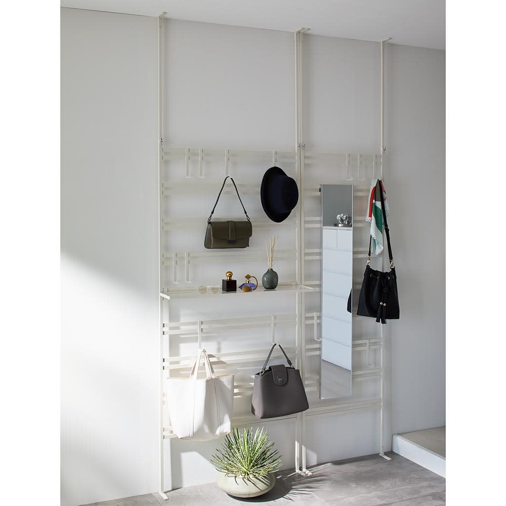 突っ張りダブルラダーパーテーション 幅80cm フック6個付き