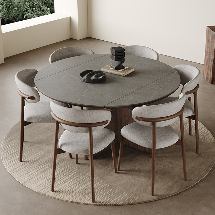 伸縮式ダイニングテーブル 丸テーブル 円形セラミック天板 高級感 hagst-3407 [3]