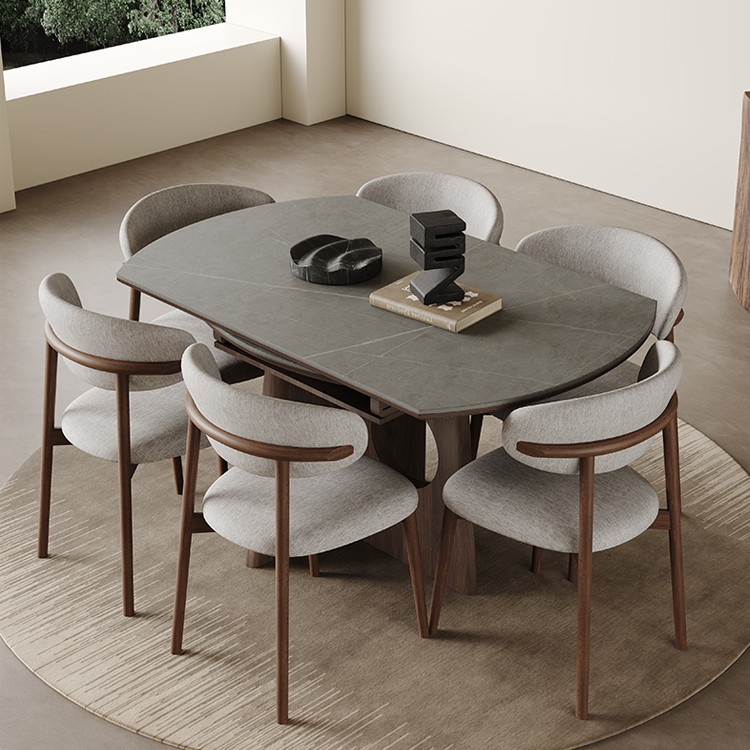 伸縮式ダイニングテーブル 丸テーブル 円形セラミック天板 高級感 hagst-3407 [4]