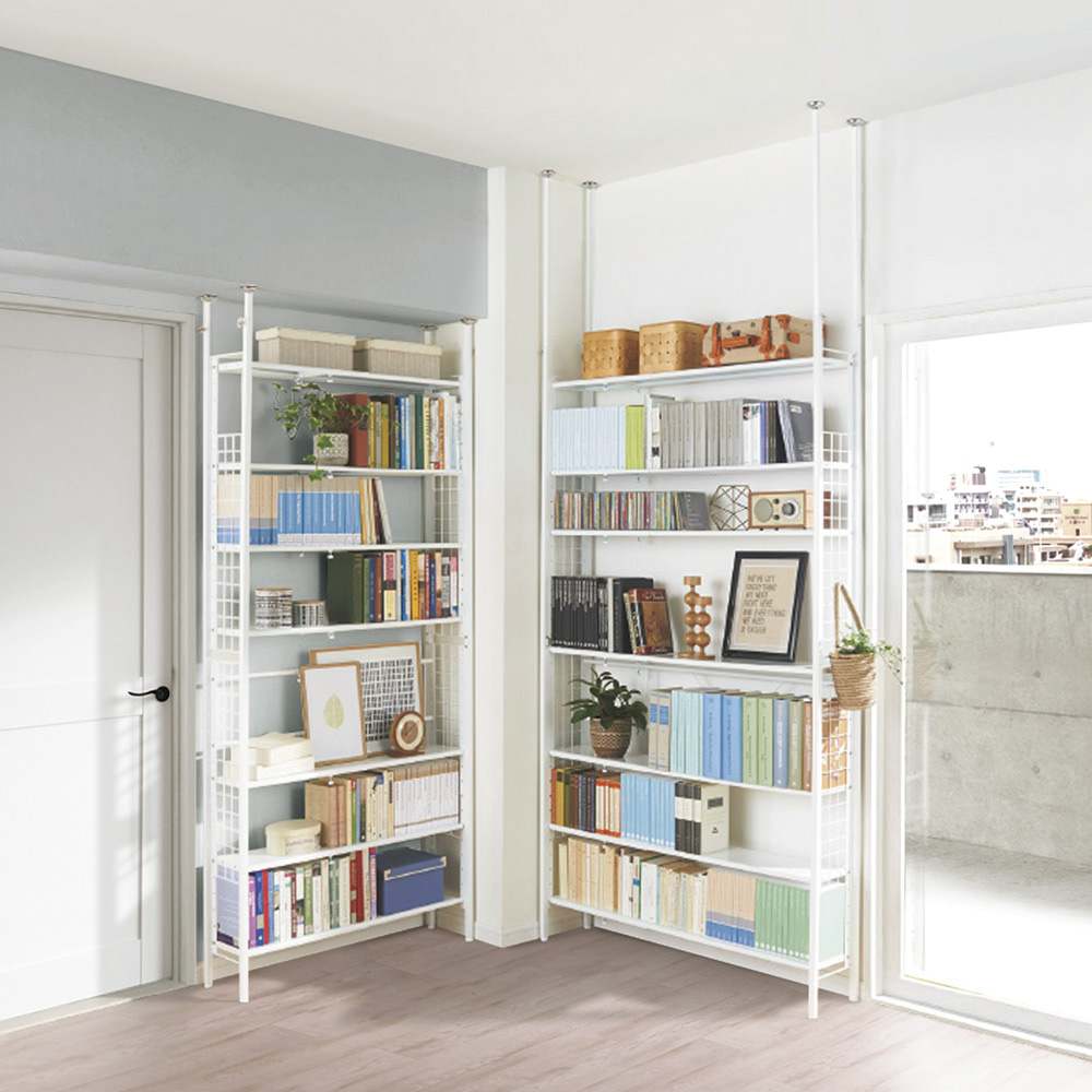 〈奥行36cm・幅63cm〜92cm〉幅も高さもピッタリ！伸縮式スチールラック