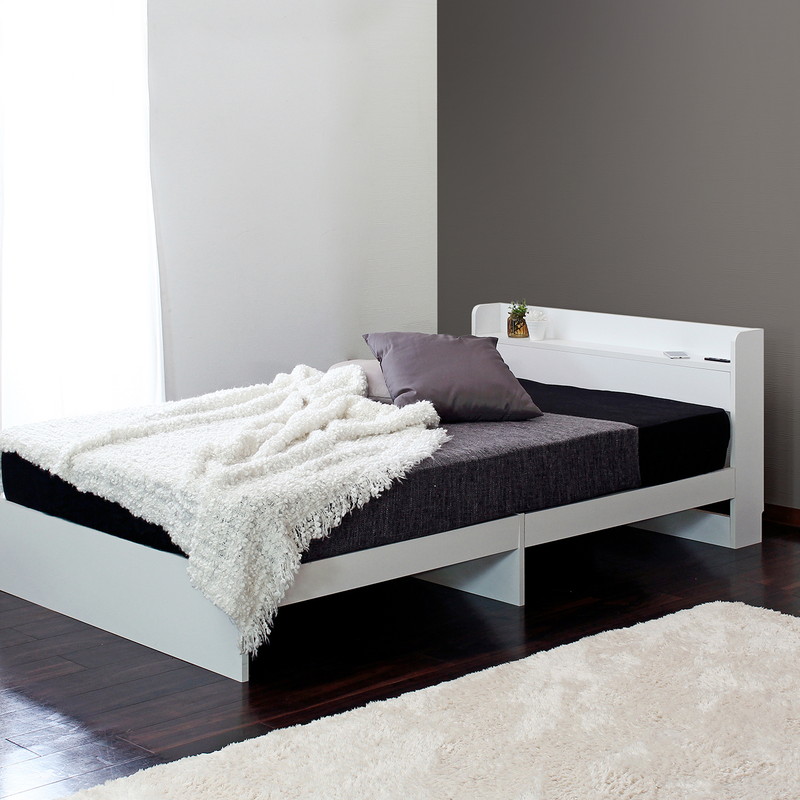 ヘッドボード付き ベッド/ラテ【Latte】Mスペースデザイン スタイリッシュベッド [3]