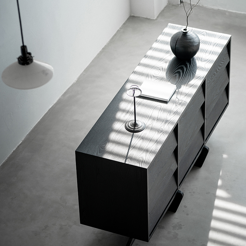 キャビネット 収納棚 チェスト  引き出し付き 北欧 ブラック おしゃれ hsxz-2188 [2]