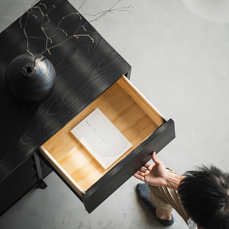 キャビネット 収納棚 チェスト  引き出し付き 北欧 ブラック おしゃれ hsxz-2188 [4]