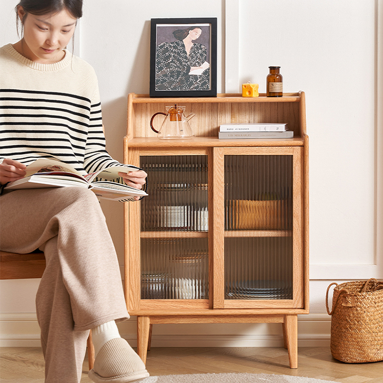 キャビネット  幅60cm 食器棚 収納棚 北欧 おしゃれ  ナチュラル f8144 [2]