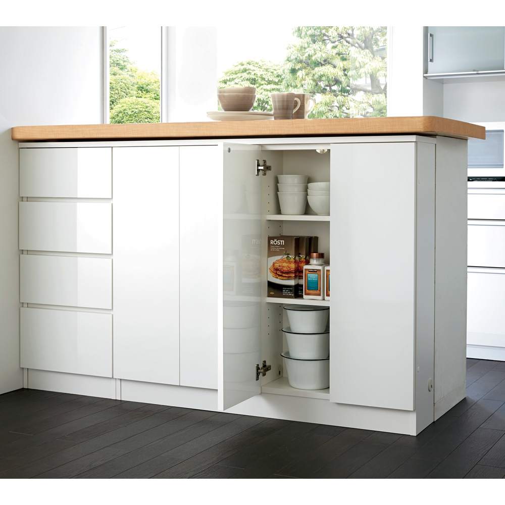 配線すっきりカウンター下収納庫 4枚扉 《幅120cm・奥行25cm・高さ77〜103cm／高さ1cm単位オーダー》 [2]