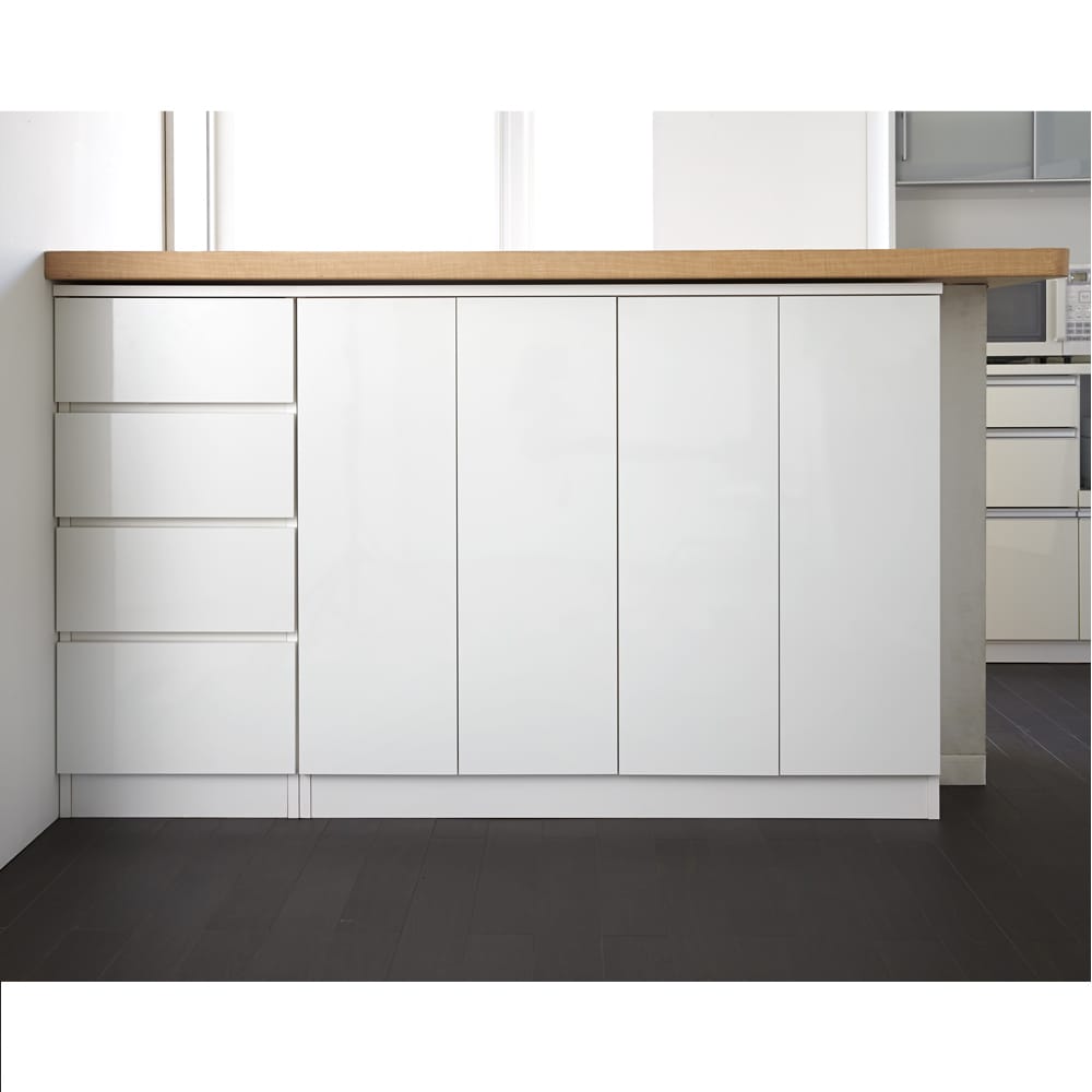 配線すっきりカウンター下収納庫 1枚扉 《幅25〜45cm・奥行25cm・高さ77〜103cm／幅・高さ1cm単位オーダー》 [4]