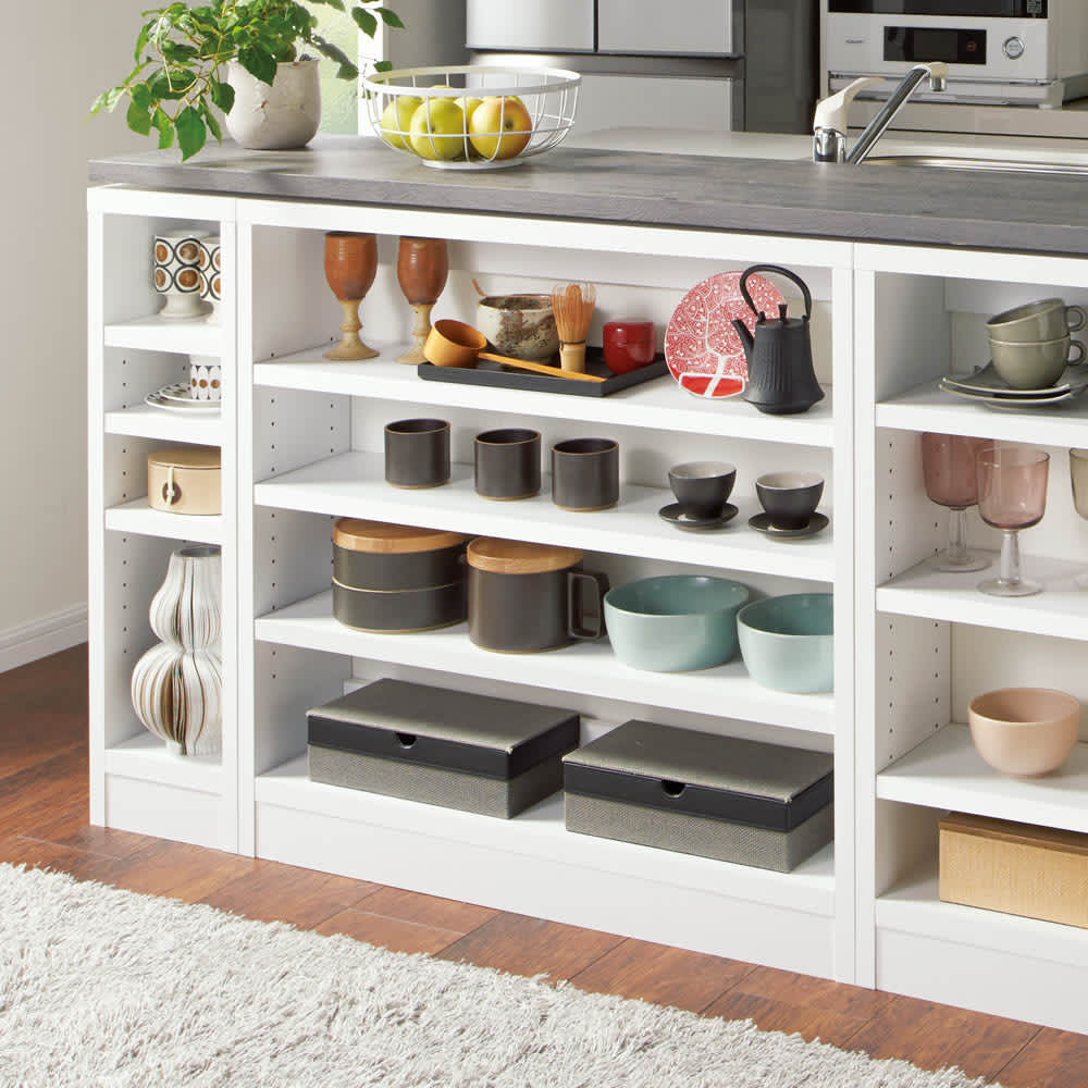 ぴったりオーダー頑丈カウンター下オープンラック 高さ・奥行サイズオーダー幅90cmタイプ 高さ60〜100cm・奥行15〜40cm（1cm単位オーダー）