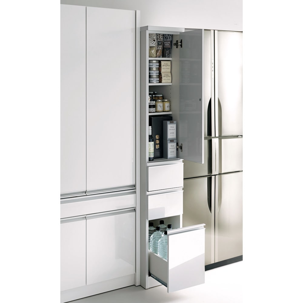 ［幅25奥行55高さ178cm］キッチンすき間収納 引き出し3段 【Anyaシリーズ】