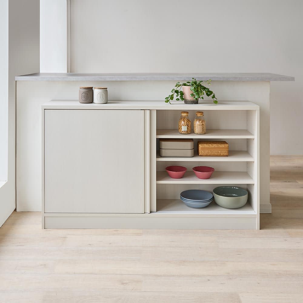 大容量引き戸カウンター下収納 幅140cm [3]