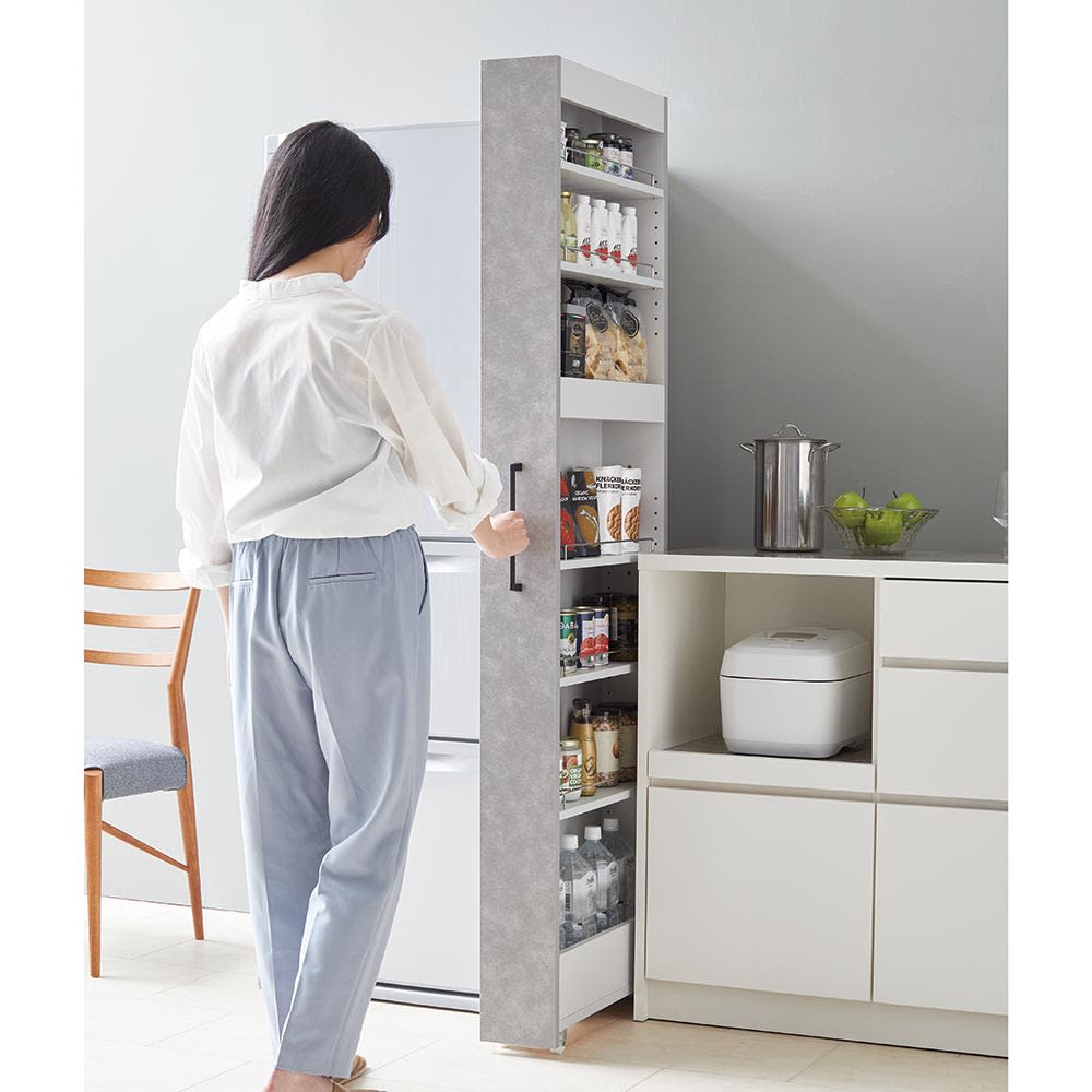 Glipaa/グリィーパ セラミック調 すき間収納庫 ハイタイプ高さ180cm 奥行55cm 幅10〜35cm（幅サイズオーダー） [2]