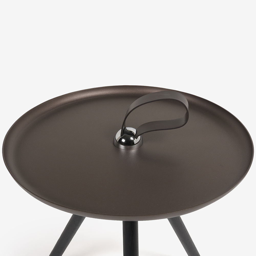 ROLF BENZ（ロルフベンツ）サイドテーブル「973」丸40cm スチール天板マロン色 オーク材脚ブラック色【次回入荷未定】 [4]