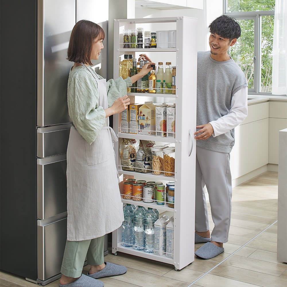 ［幅10奥行58高さ165.4cm］物置メーカーが造った頑丈隙間ワゴン ハイタイプ [3]