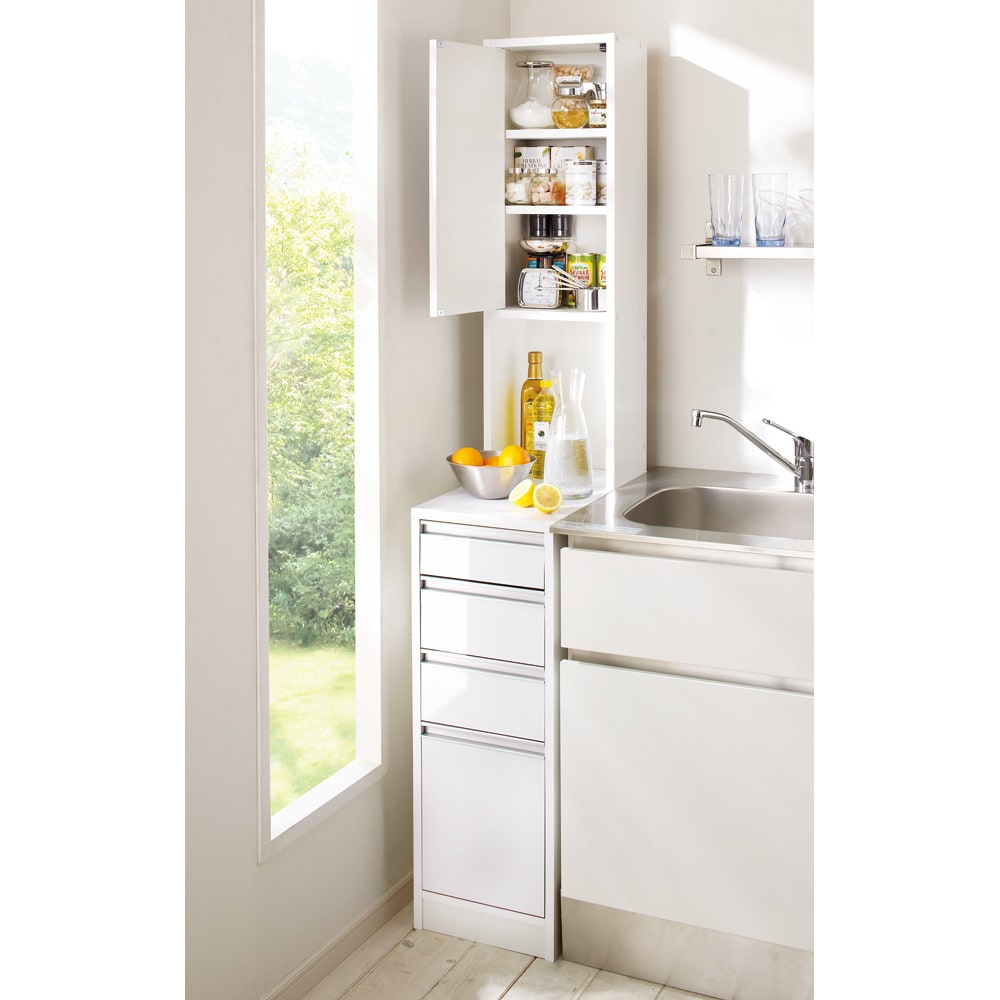 ［幅15奥行55高さ180cm］水ハネに強いキッチン隙間収納庫 日本製 ハイタイプ [2]