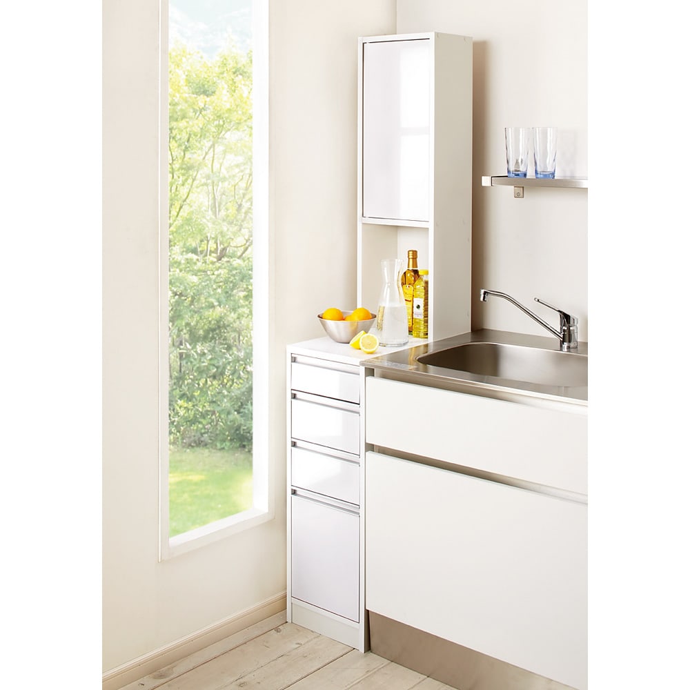 ［幅20奥行55高さ180cm］水ハネに強いキッチン隙間収納庫 日本製 ハイタイプ