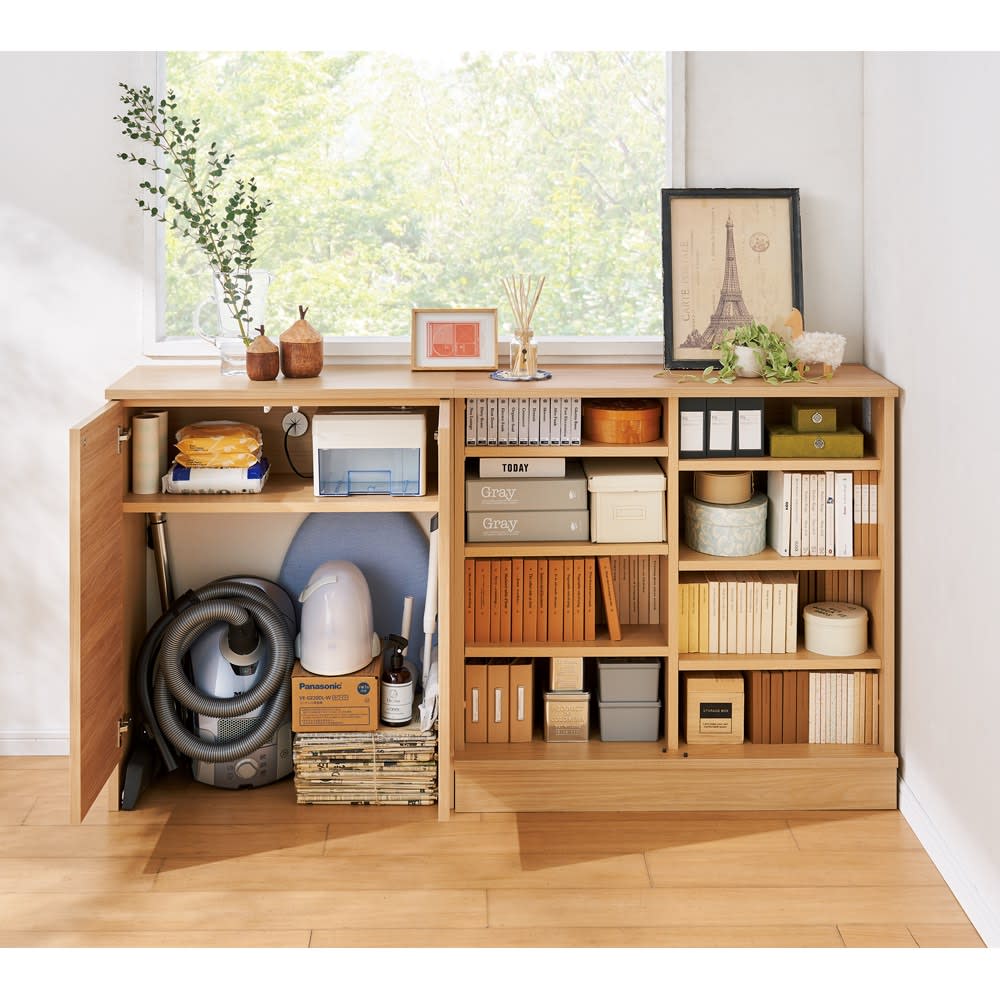 家電基地ができてお部屋すっきり サイズオーダーカウンター下収納庫 引き戸 幅90cm・奥行35cm・高さ60〜100cm [2]