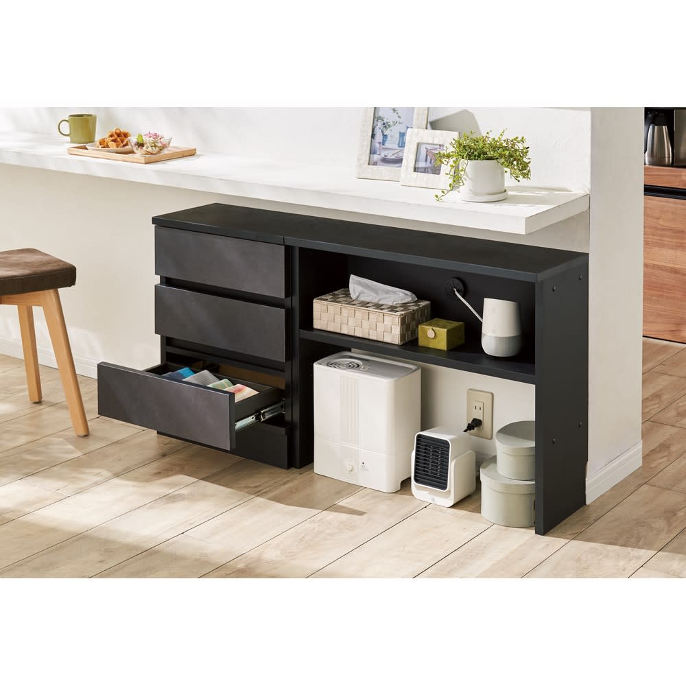 家電基地ができてお部屋すっきり サイズオーダーカウンター下収納庫 引き出し 幅45cm・奥行35cm・高さ60〜100cm [3]