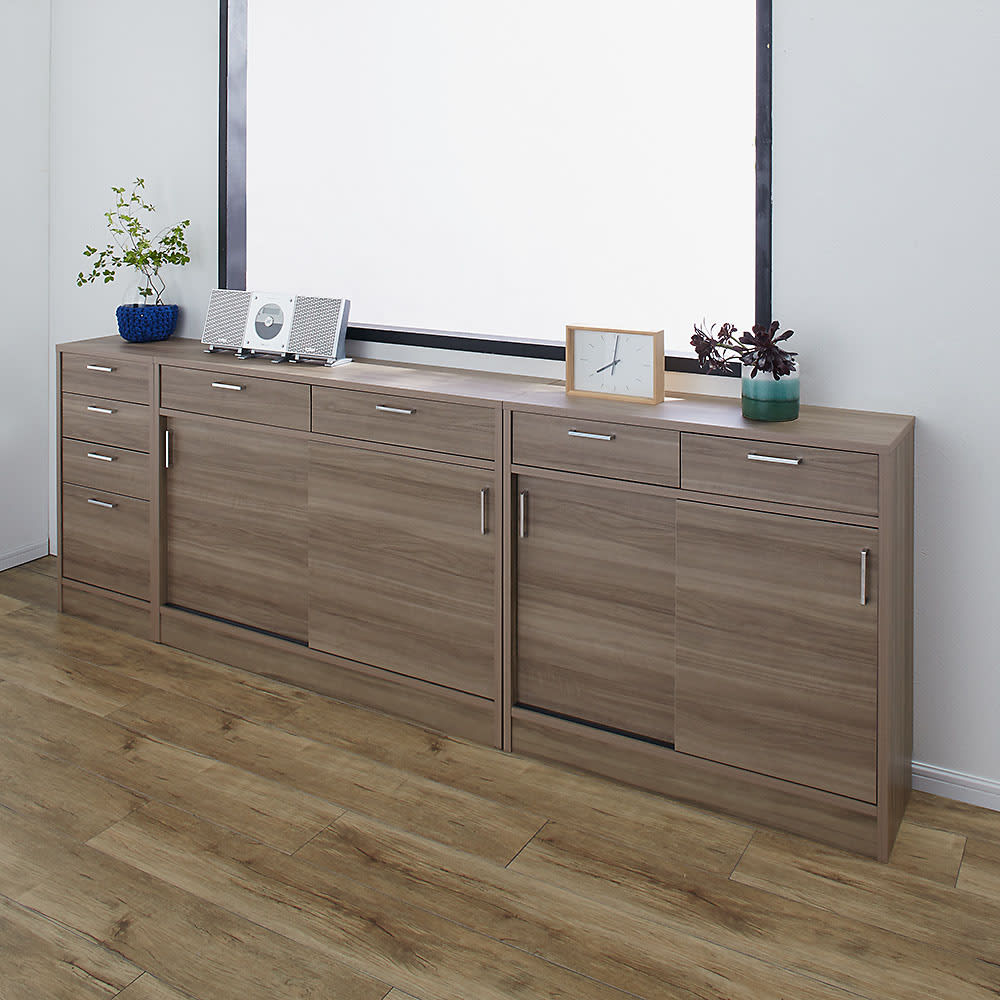 高さサイズオーダー引き出し付き収納庫 引き戸収納 幅90奥行30cm高さ70〜100cm