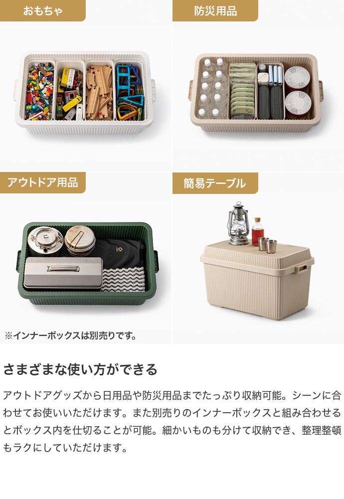 幅71 収納 カラーボックス コンテナボックス スタックアップコンテナー 収納ケース 収納ボックス 単品 53L 日本製 フタ付き 大容量 屋外 積み重ね スタッキング 耐久性 頑丈 軽量 ライクイット アウトドア おもちゃ 車 防災 ホワイト [3]
