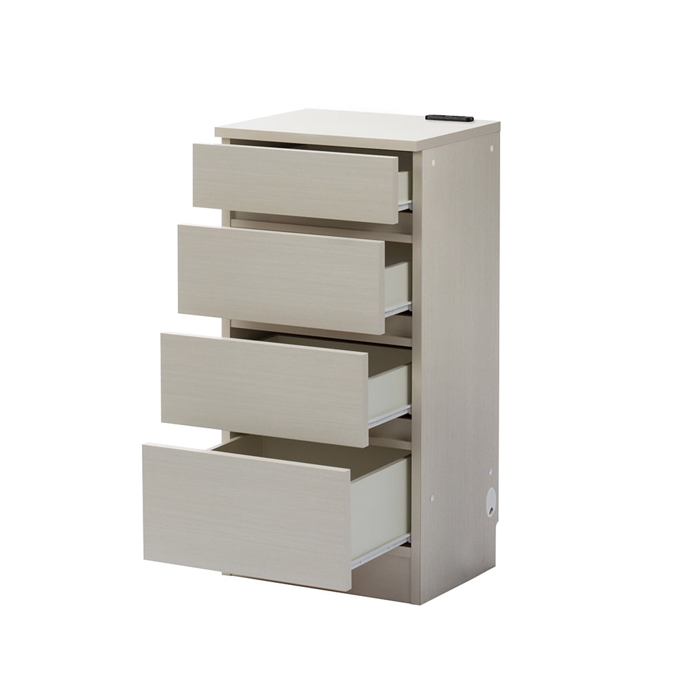 配線も収納もフレキシブル！高さオーダーリビング収納庫 チェスト 2口コンセント付き 幅45cm奥行35cm高さ60cm〜100cm