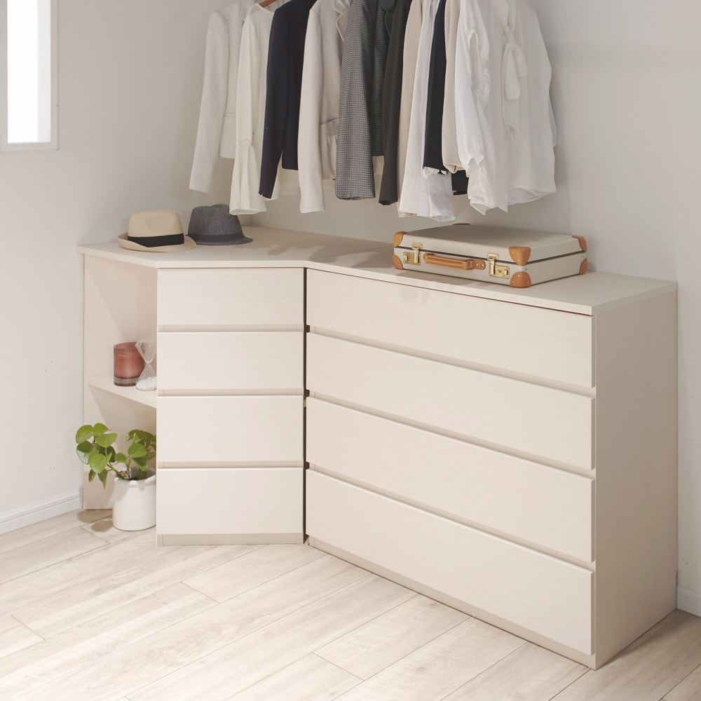 スペースを有効利用 コーナー用チェスト 幅109cm奥行81.5cm・4段（高さ87.5cm） [2]