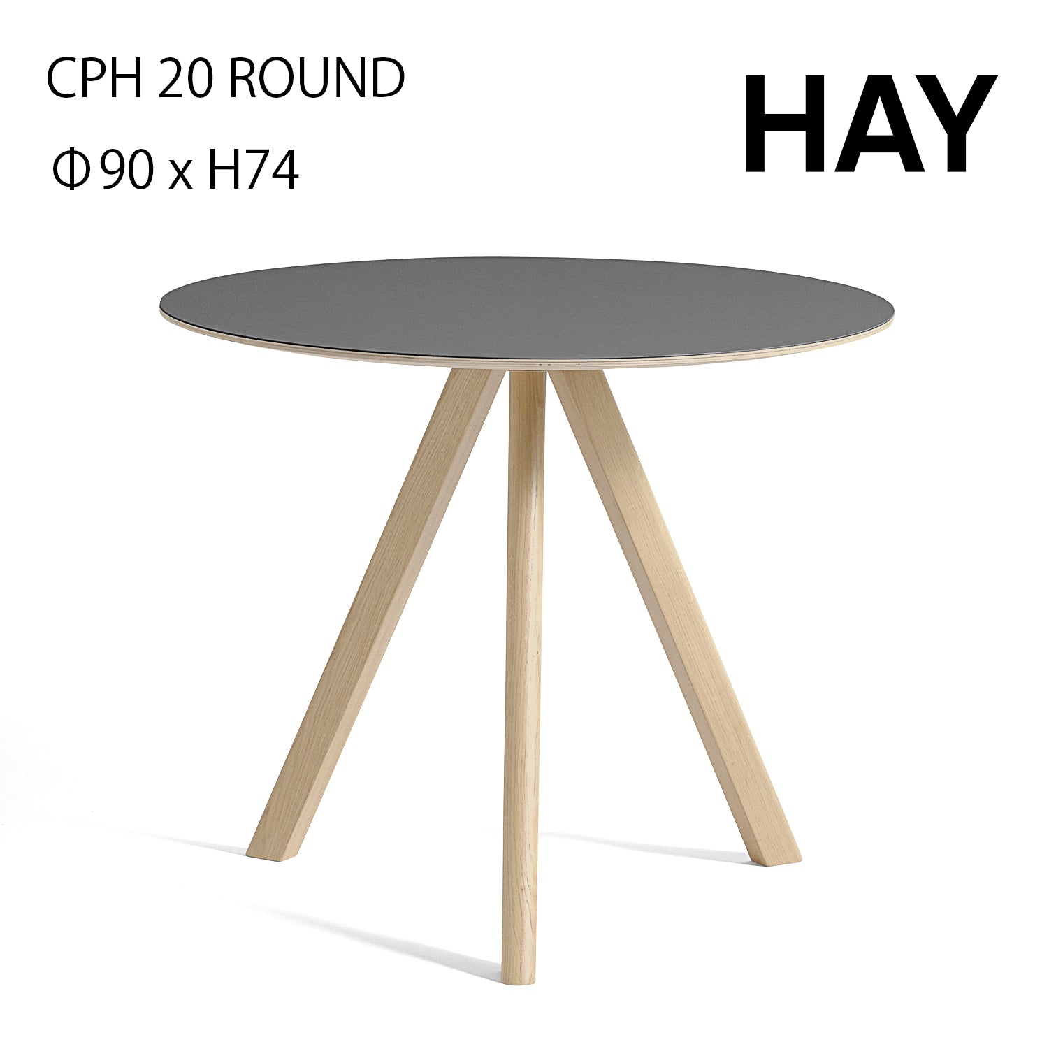 HAY ヘイ COPENHAGUE CPH 20 ROUND Φ90 x H74 コペンハーグ ラウンドテーブル グレー ウォーターラッカー ダイニングテーブル おしゃれ かわいい 北欧 [5]