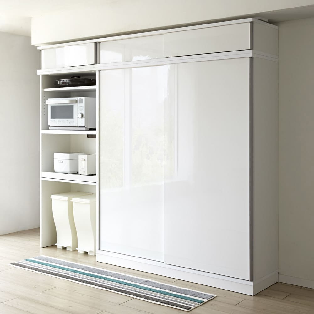 狭いキッチンでも広々使える引き戸式大型パントリーシリーズ スライド収納庫 板扉 幅148cm [2]
