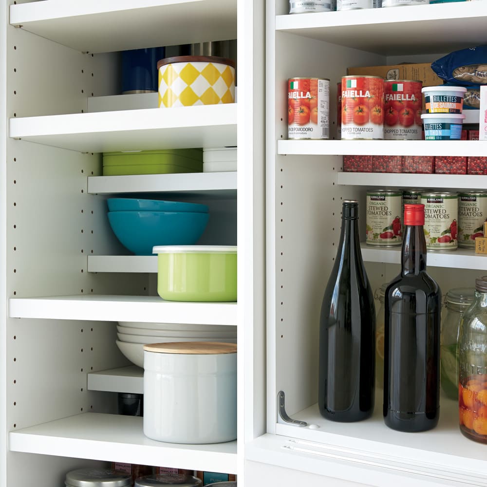 狭いキッチンでも広々使える引き戸式大型パントリーシリーズ スライド収納庫 板扉 幅148cm [4]