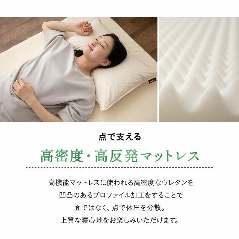 リラックスマットレス セミダブルサイズ 固定バンド付き 丸巻きタイプ ロールタイプ 高反発プロファイルマットレス [4]