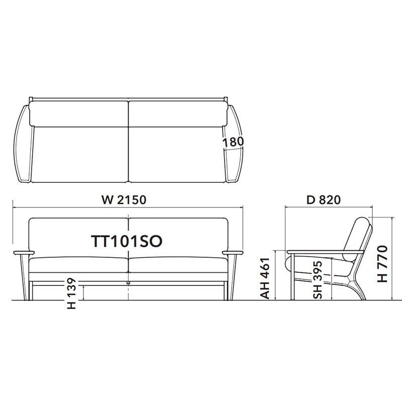 3人掛 ソファ とき葉 TT101SO WO トレントGR 飛騨産業【大型商品配送便でのお届け】※ 納期4週間～ [3]