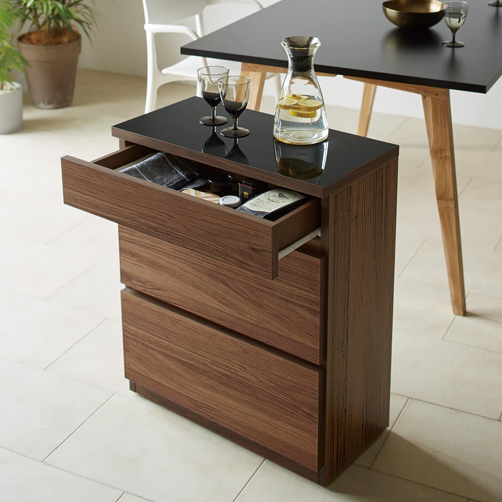 Granite/グラニト　キャスター付き間仕切りワゴン　幅60奥行30高さ85cm　引き出しタイプ [3]