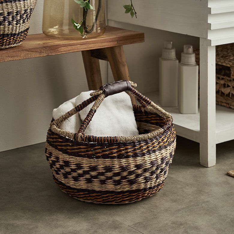 自立 ラウンド 小物収納 小物入れ 整理整頓 取っ手 ハンドル リビング収納 おもちゃ入れ ランドリー 洗濯 脱衣 リビング ダイニング キッチン 玄関 子供部屋 洗面所 プレゼント ギフト [2]