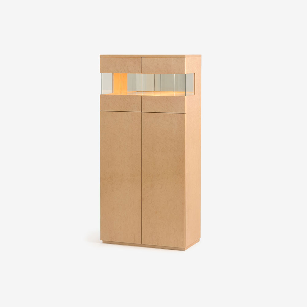 ハイキャビネット「ペルレ2」幅80cm メープル材 パールメープル色【受注生産品】【セール対象品のため5%OFF】 [2]