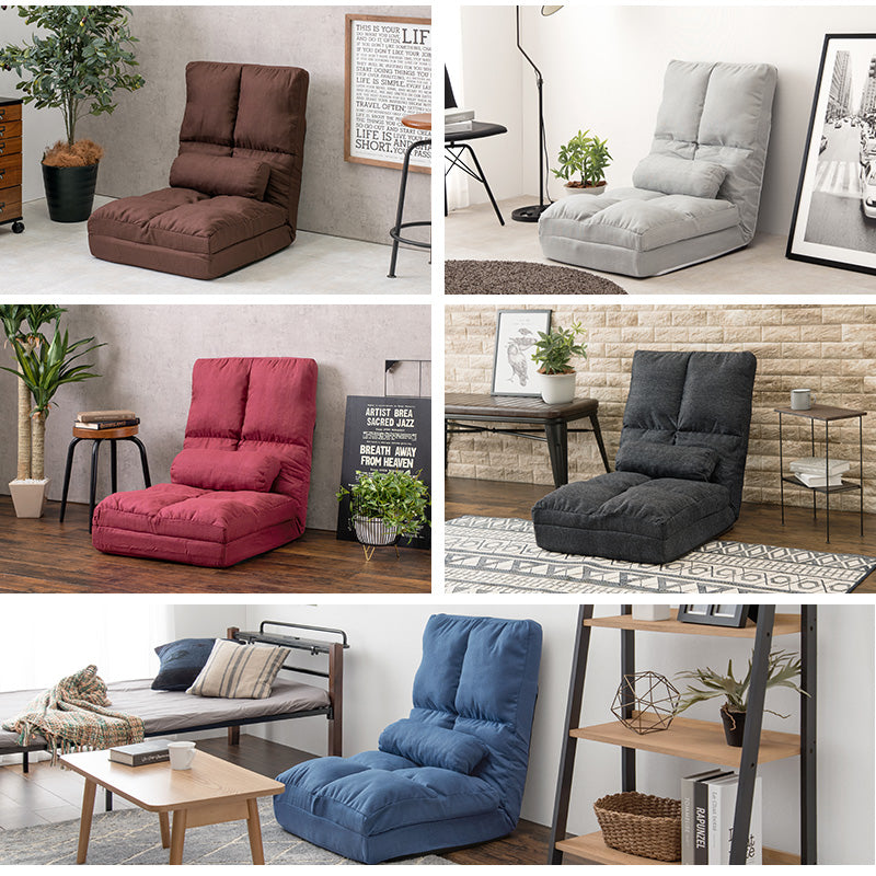 [幅60] ハイバック3WAYソファベッド 1人掛け 14段階リクライニング クッション付き ローソファ 完成品 Gren [4]