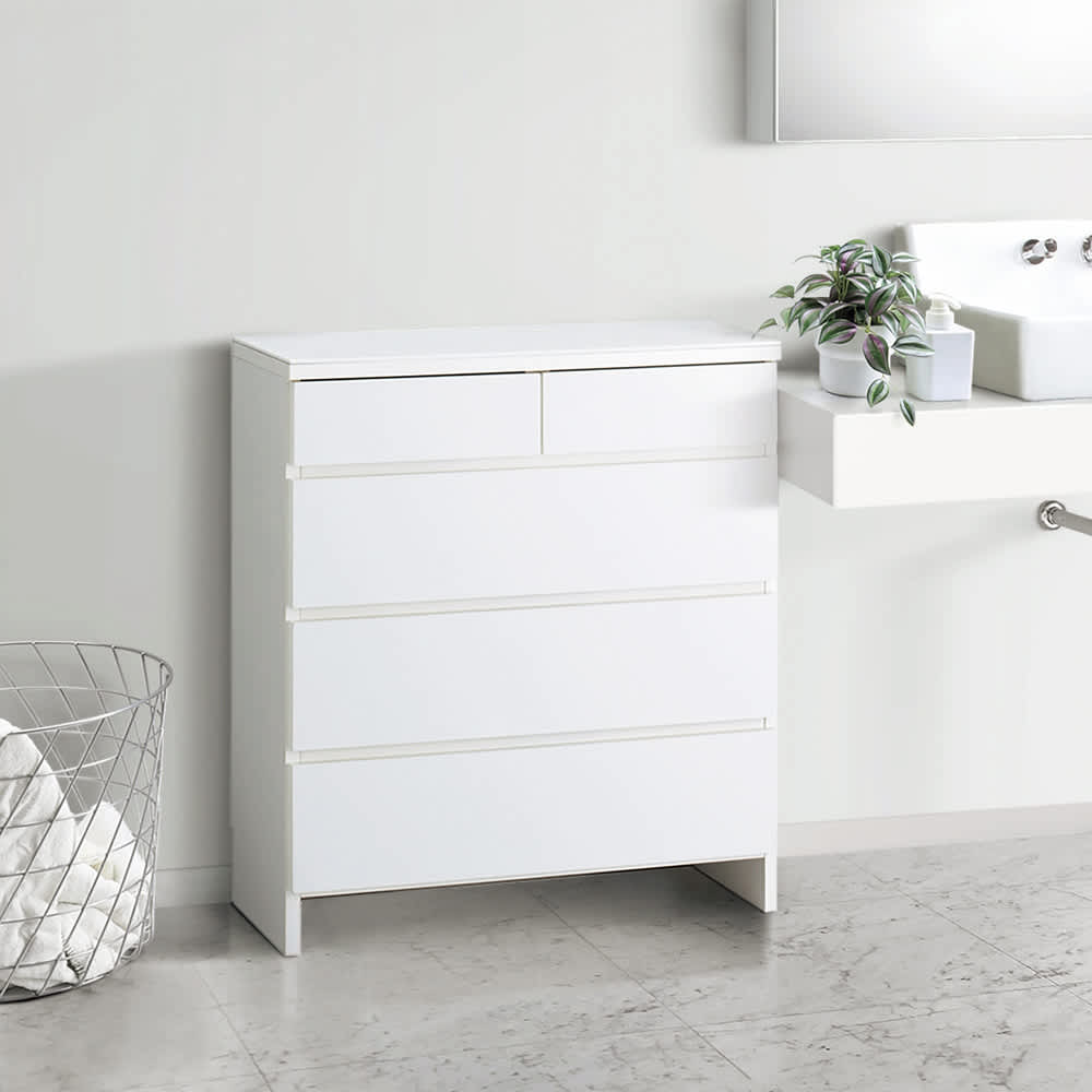 人工大理石天板の薄型ランドリーチェスト 幅75cm奥行30cm高さ80cm [2]