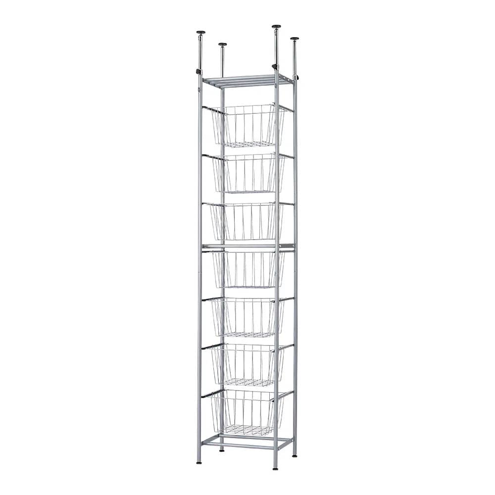 ウォークイン突っ張り ハンガーシリーズ カーテンなしタイプ ハイタイプ バスケット幅48cm [3]